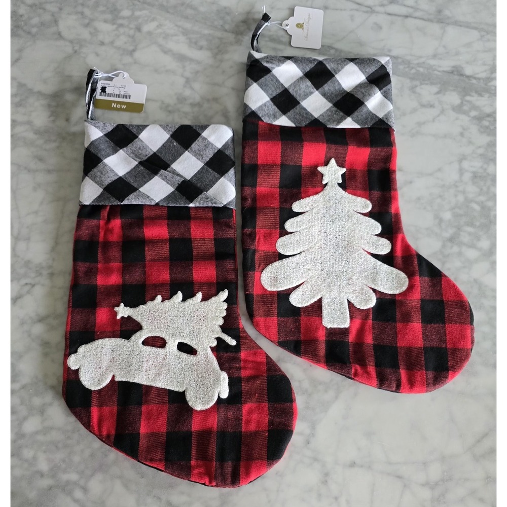 Christmas Stockings Red Black Buffalo Plaid 18 Inches New With Tag Set Of 2
